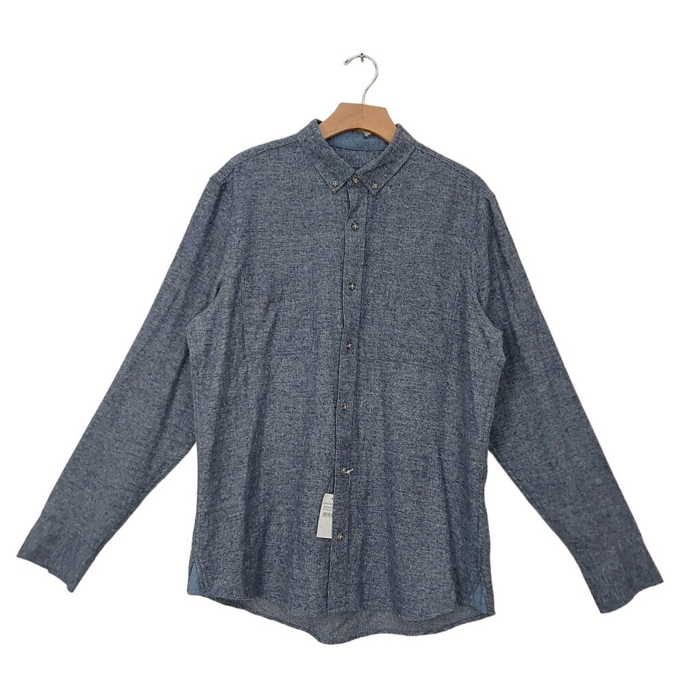 Wallin & Bros Flannel Shirt Mens Large Gray Cotton Button Up Long Sleeve Soft